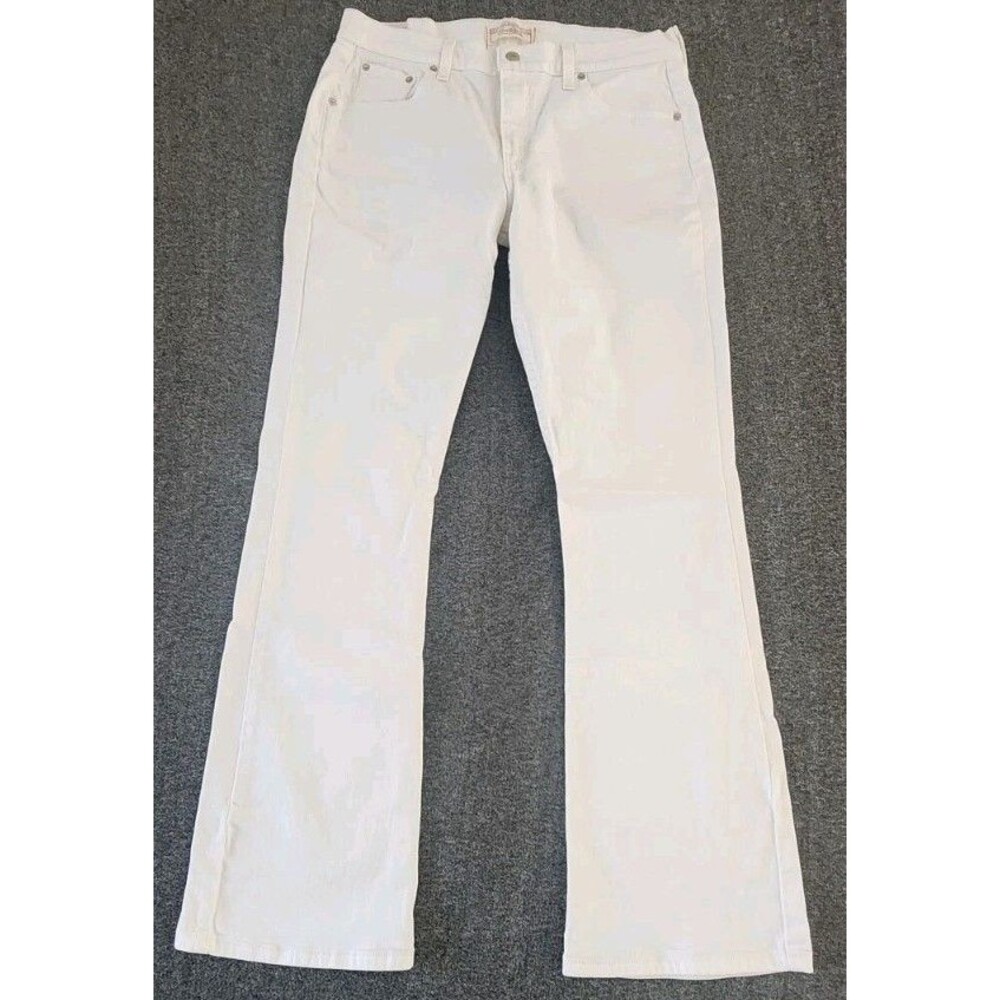Levi Strauss Jeans Woman's 12 Tall White Denim Stretch Boot Cut Mid Rise